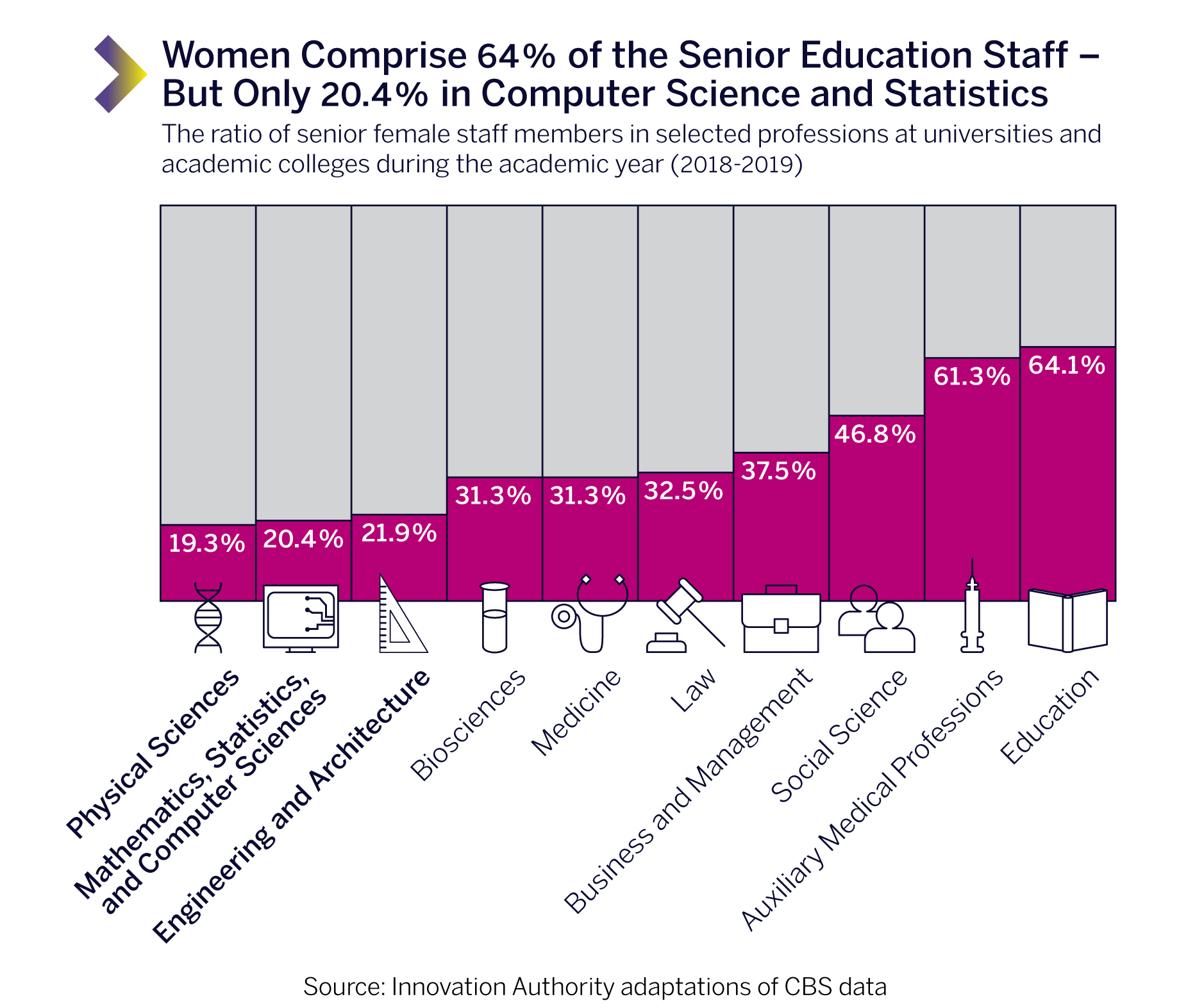 Women Comprise 64% of the Senior Education Staff – But Only 20.4% in Computer Science and Statistics